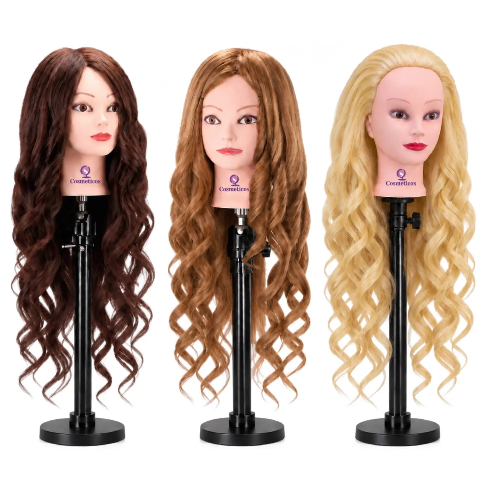 Cap de practica manechin cu par natural 100%, blond/saten, se poate ondula si folosi placa, 65-70 cm